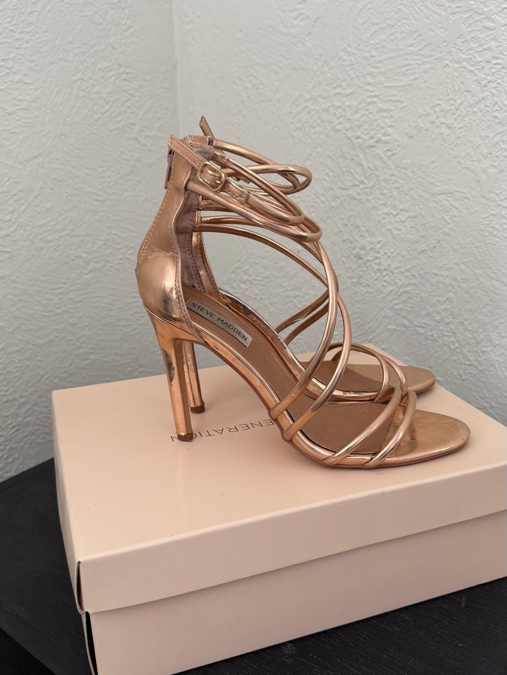 Steve Madden Metallic Rose-Strap High Heel Sandals